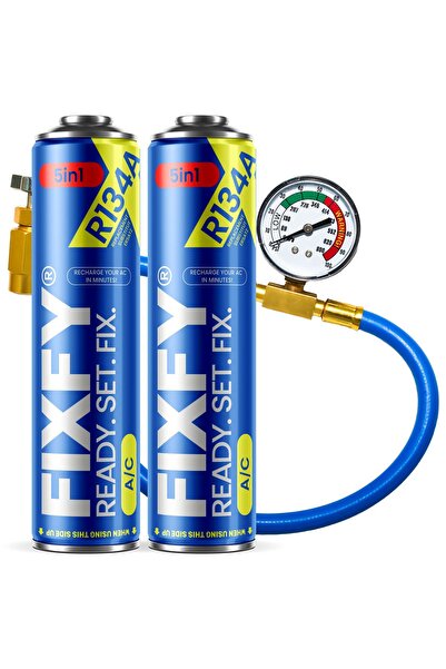FIXFY Kit de reîncărcare aer condiționat 5 în 1, 2x BOTE MARI de 500ml + furt...