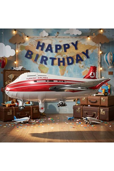 DODOMAR Turkish Airlines Airplane Foil Balloon 76X48 cm Airplane Themed Birth...
