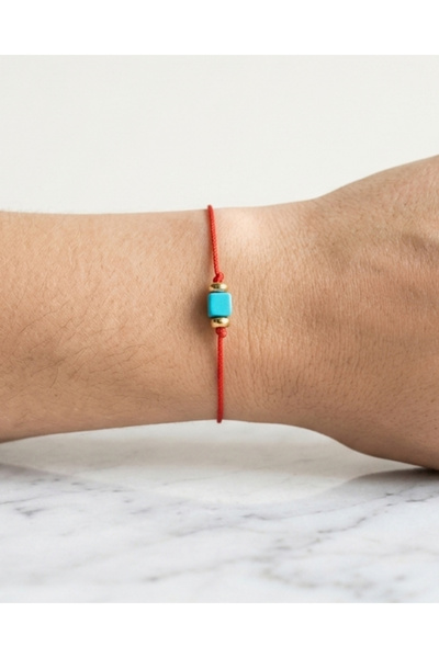 BHCL Turquoise Stone Bracelet, Red String Bracelet, Tarnish-Resistant Steel B...