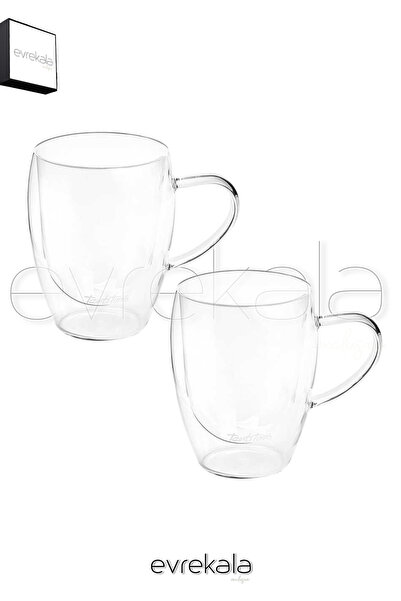 Tantitoni Evrekala Glass Cups Double Walled with Handles, Set of 2 - Authoriz...