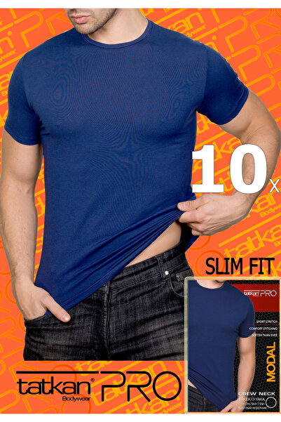TATKAN BODYWEAR 10'lu - Erkek Sıfır Yaka Penye Modal Slım Fıt Sport T-shırt