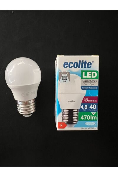 Ecolite 4.8 WATT E-27 DUYLU 470 LÜMEN 4000 KELVİN GÜNIŞIĞI G45 OPAL LED AMPUL