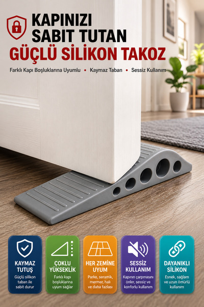 OpenCity 1 Adet Gri Silikon Kapı Altı Stoperi Kaydırmaz Kapı Durdurucu 12 cm ...