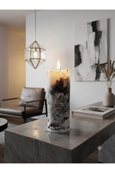 SCA CANDLE Dekoratif Mum uzun şomine mumu taştozu modle içinde inci tanelere ...