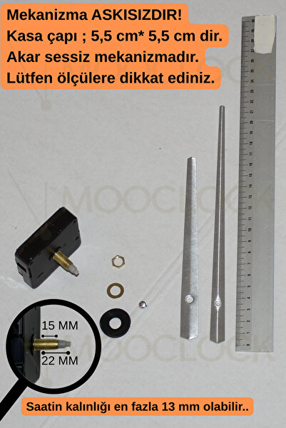 MOOCLOCK Saat Makinası, Akar Sessiz Duvar Saati Mekanizması, 22 MM UZUN şaft,...