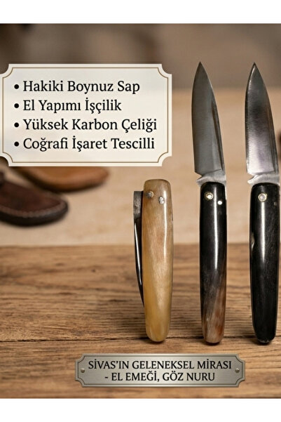 HEPSİ ANADOLU Geleneksel Sivas Çakısı Coğrafi İşaretli El Yapımı Hakiki Boynu...