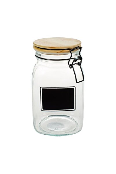 OEM Borcan de depozitare din sticlă, cu capac din lemn, 1.5 L, practic pentru...