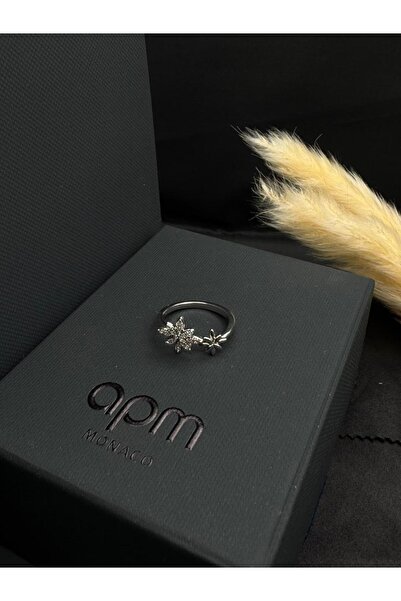 Generic Double Sparkling Elegant Silver Star Ring