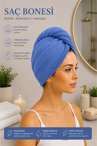 sternen glanz Karmila Cotton Buttoned Towel Hair Cap