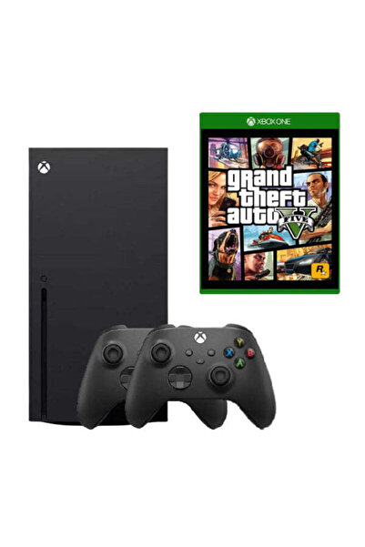MICROSOFT Consolă Xbox Series X 1 TB, neagră + Joc GTA 5 + 2 Controllere seco...