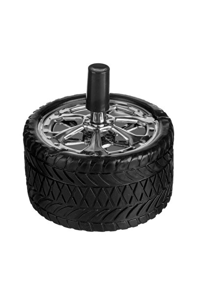 OEM Scrumieră metalică anti-vânt model roată neagră Ø9,5x10 cm, design special