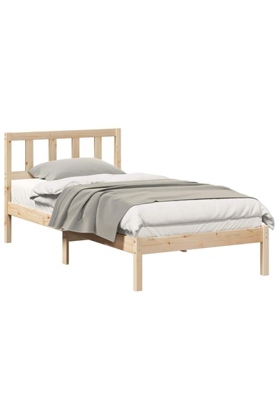 vidaxl Cadru de pat cu headboard Maro 90 x 190 cm Lemn de pin masiv