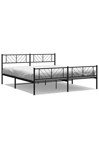 vidaxl Cadru pat fără saltea, tăblie de picioare negru 180x200cm metal