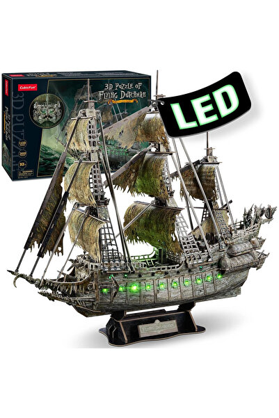 LET Puzzle 3D LED corabia fantoma Olandezul Zburator, 360 piese, model de col...