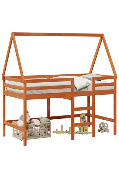 vidaxl Cadru de pat tip loft Maro Ceară 90 x 190 cm Lemn masiv de pin