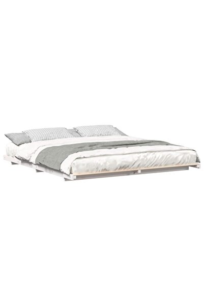 vidaxl Cadru de pat Alb 200 x 210 cm Lemn de pin masiv