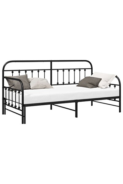 vidaxl Cadru de pat de zi Negru 100 x 200 cm Oțel vopsit electrostatic