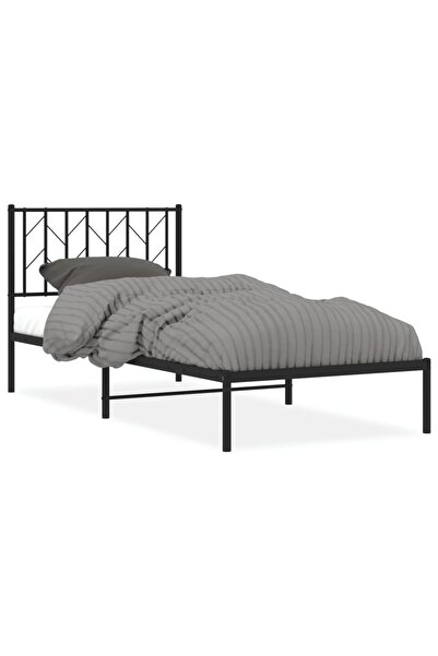 vidaxl Cadru pat metalic cu tăblie, negru, 90x200 cm