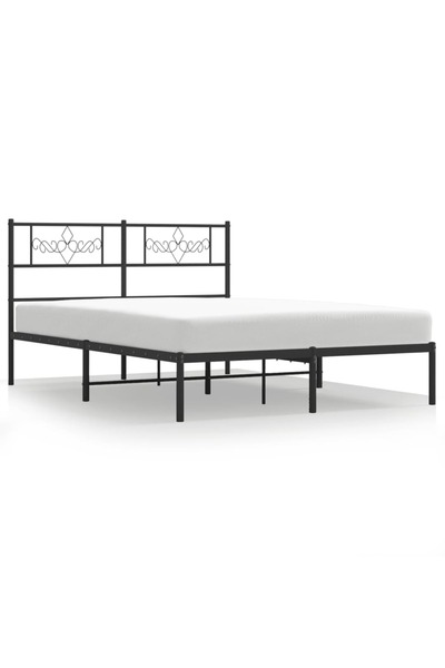 vidaxl Cadru de pat metalic cu tăblie, negru, 140x200 cm