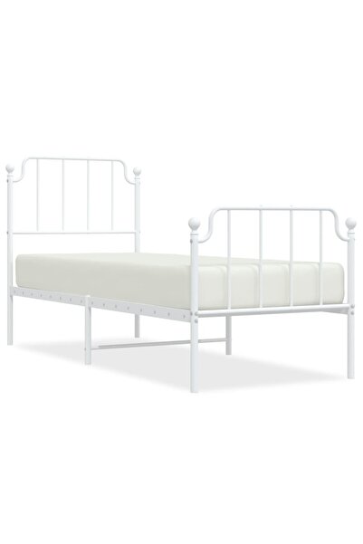 vidaxl Cadru de pat metalic cu tăblie de cap/picioare alb, 75x190 cm