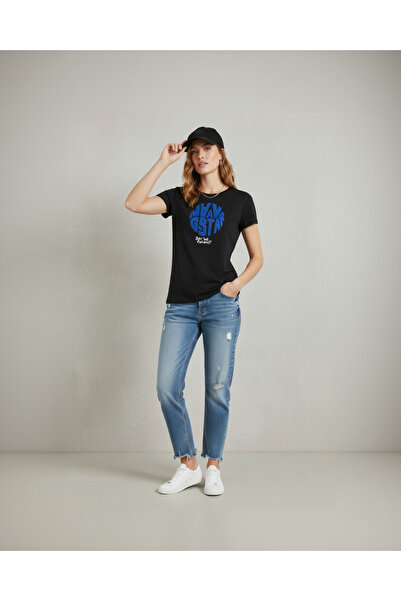 G-STAR RAW تي شيرت نسائي بتصميم جرافيك من ليون جيرسي باللون الأسود