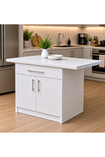 Tdesigno Korn Mutfak 1 Çekmeceli 2 Kapaklı Mutfak Adası-Alt Modül 130 cm - Ço...