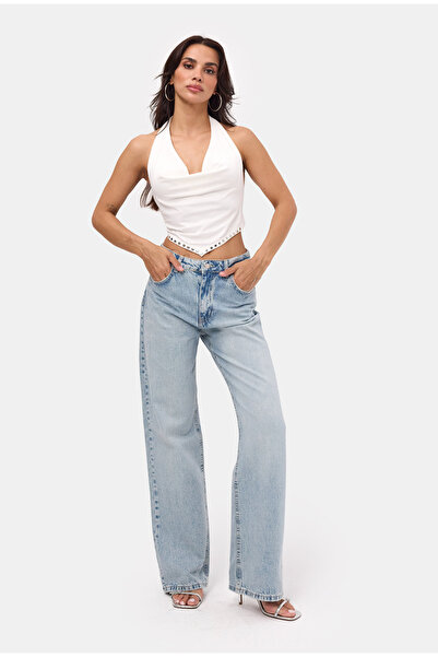 it's basic Kadın Açık Kot Doris 4s6-32 Straight Fit Yüksek Bel Denim Jean
