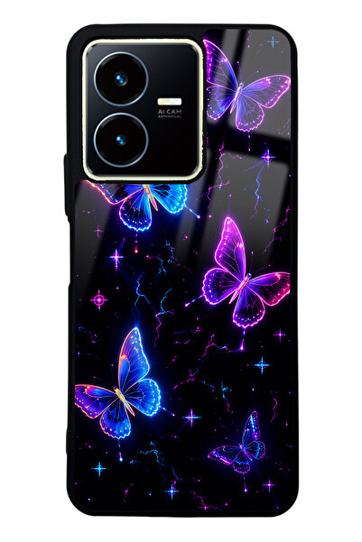 Spoyi Vivo Y35 Neon Butterfly Dream Tasarımlı Glossy Telefon Kılıfı