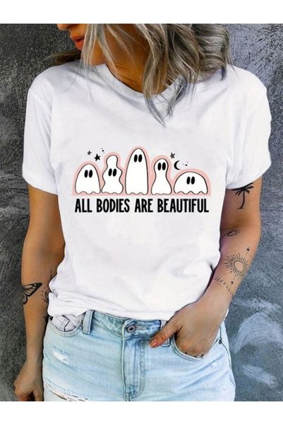 vorena All Bodies Are Beautiful Printed White T-Shirt