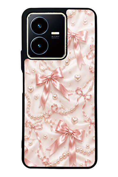 Spoyi Vivo Y22s Blush Pearl Bow Tasarımlı Glossy Telefon Kılıfı