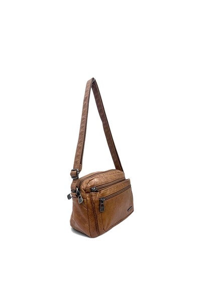 Sanmorris Multi-Compartment Washed Leather Soft Textured Women's Crossbody Sh...