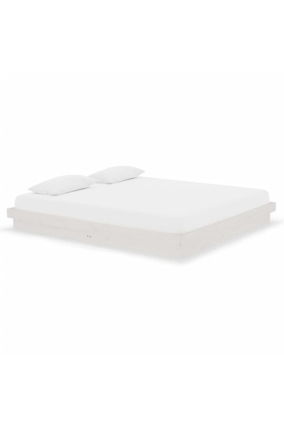 vidaxl Cadru de pat Super King, alb, 180x200 cm, lemn masiv
