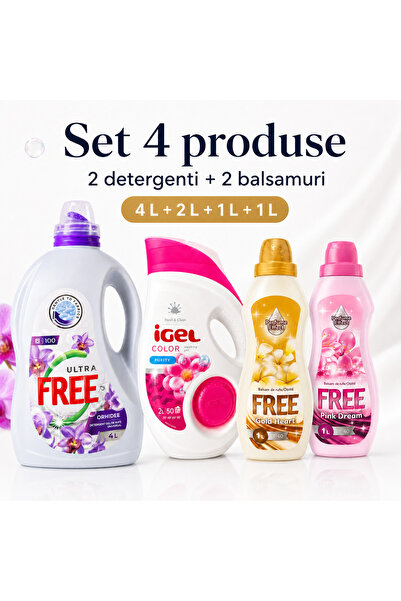 FREE Set 4 Produse pentru Rufe, Ultra Orhidee 4 L, iGel Color 2 L, Gold Heart...