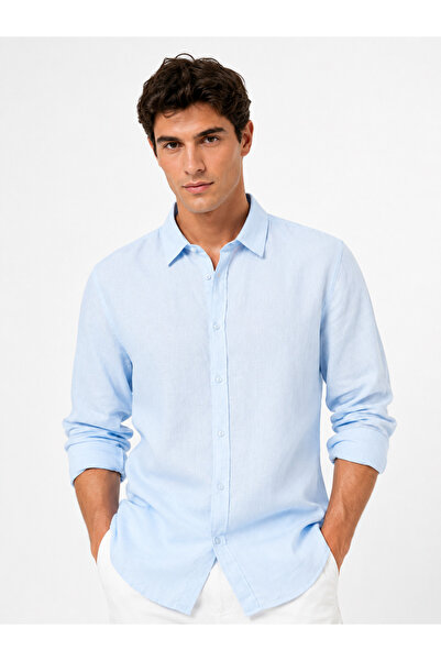 RAFF MAĞAZA Men's Cotton Shirt 60% Cotton 40% Linen Fabric