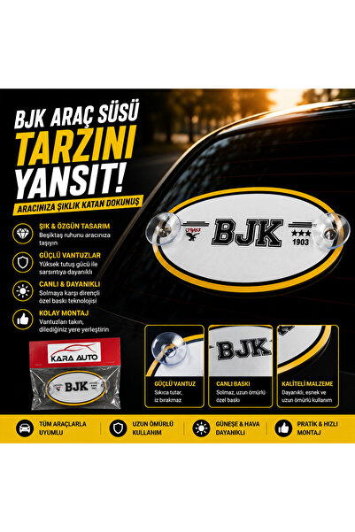 OTOYOL Beşiktaş Oval Etiket Süs Krom Görünümlü Araç Bagaj Çamurluk Kapı Dekor...