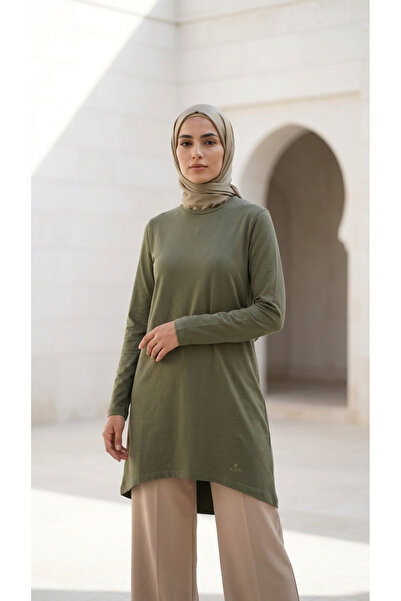 Plistre 2305_Women's Crew Neck Long Sleeve Single Jersey Tunic 100% Cotton