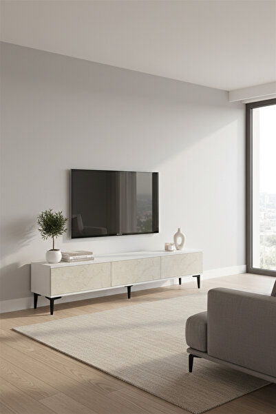 cnyr TSA1899BT APLOS TV STAND, TV SEHPASI BEYAZ-TRAVERTEN 180CM