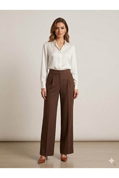centilmen Ercan Akdeni̇z Women's High Waist Fabric Trousers 5023