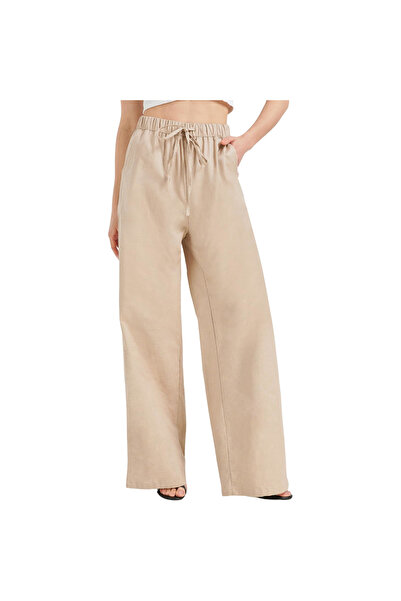 OEM Zylioo Pantaloni Dama Lungi din In de Vară Largi Bumbac In Bej XL