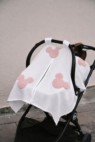DERY BABY Teddy Pudra Souris Fermuarlı 2 Kat Müslin Puset Örtüsü