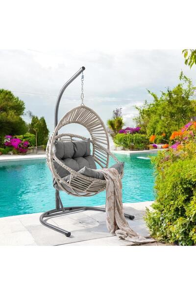 ReHome Nobel | Tekli Rattan Bahçe Salıncağı | Balkon Salıncağı
