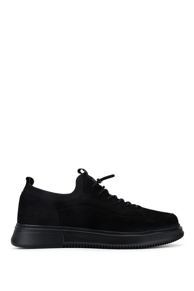 Tamer Tanca Men's Genuine Leather Black Nubuck Sneakers & Sports Shoes