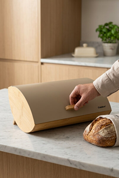 Cooker Novella Bamboo Bread Box with Metal Lid Ckr4543