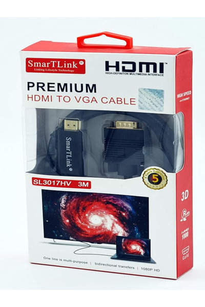 Smartlink كابل تحويل HDMI إلى VGA ذكي SL3017HV عالي السرعة بدقة كاملة 1080 بكسل