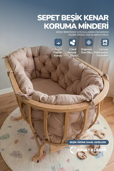 yasetex tasarım 100% Cotton Fabric Basket Edge Protection Cushion for Crib