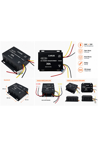 Marka 24v To 12v Voltaj Düşürücü Konvertör Tır Kamyon Oto Teyp Dönüştürücü Tr...