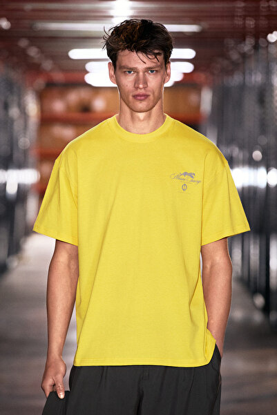 GRIMELANGE Manoir Men's Organic Cotton T-Shirt with Print Detail, Comfortable...