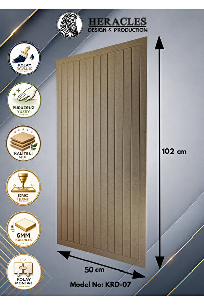 HRC Dizayn (KRD-07) 3D Görünümlü MDF Dekoratif Duvar Paneli 102x50 cm 6 mm CN...
