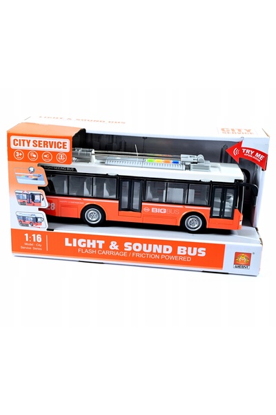 Midex Autobuz Portocaliu Troleu Lumină Sunet 30CM