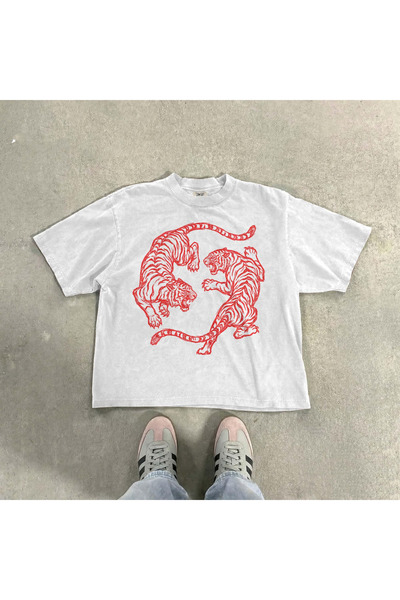 Grafftee Clothing Tigers Printed Unisex Oversize T-Shirt